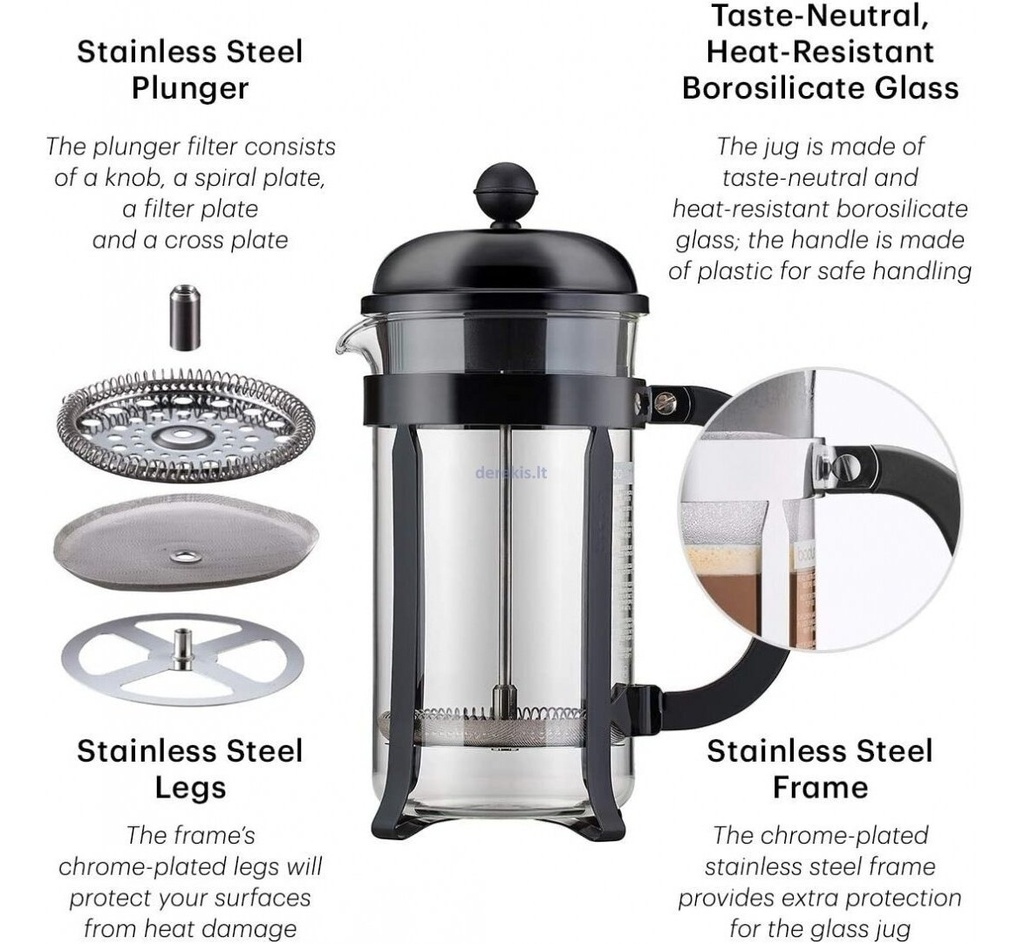 Cafetera Bodum Chambord Manual Chrome Prensa Francesa 1 Lt