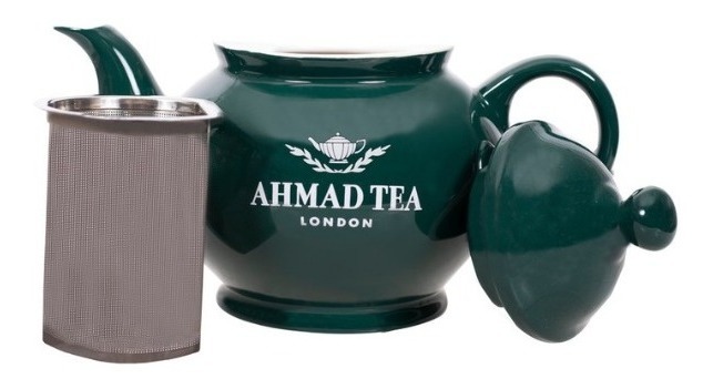 Tetera Té Ahmad Tea Porcelana Verde Con Infusor Acero Inox