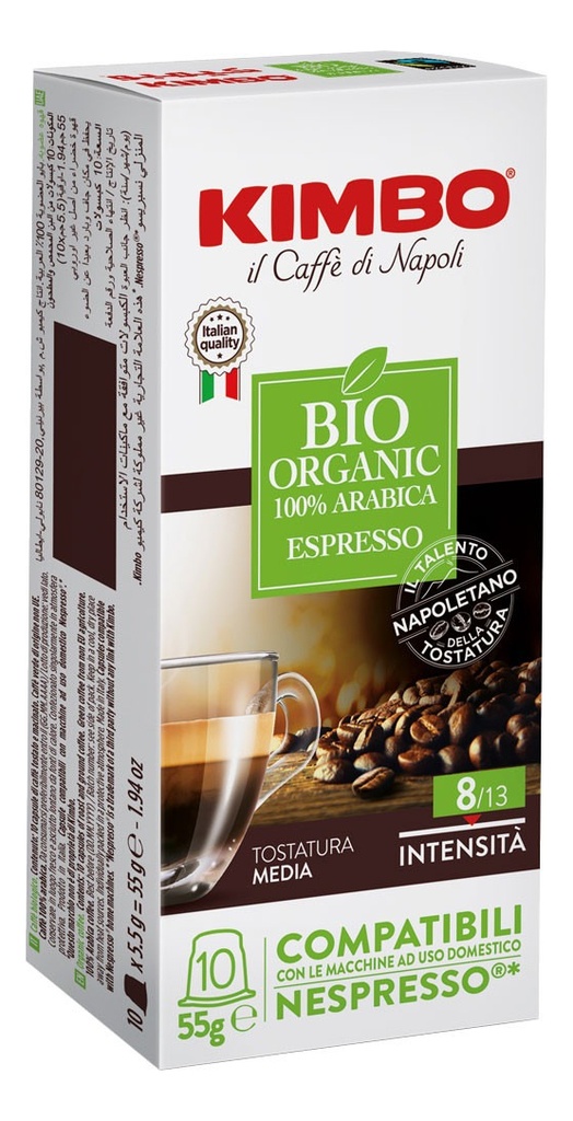 50 Cápsulas Kimbo Espresso Bio 100% Arábica Compatibles  