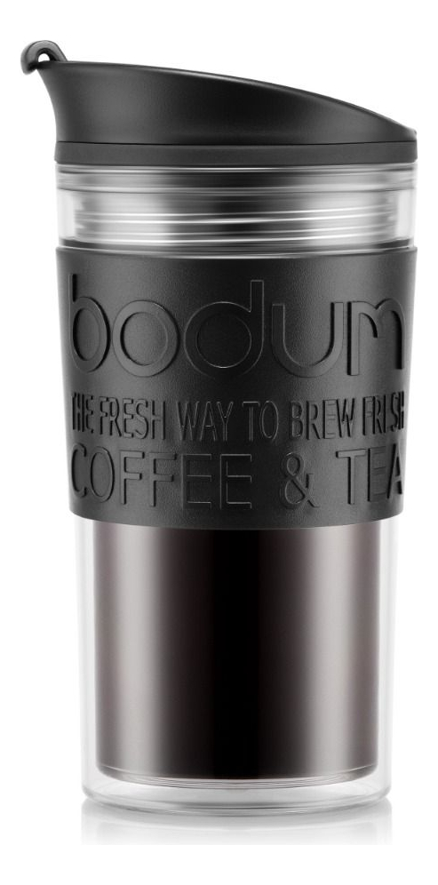 Mug Viaje Térmico Bodum Doble Pared Plástico 350cc Negro