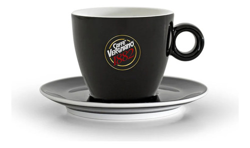 Taza Capuccino Vergnano Porcelana Negro Mate