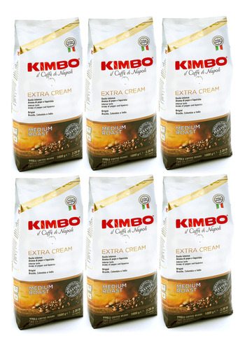 6x Kimbo Extra Cream Cafe En Grano Italiano Espresso 1kg