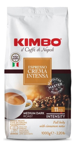 Cafe Grano Kimbo Crema Intensa 1kg 65% Arábica / 35% Robusta