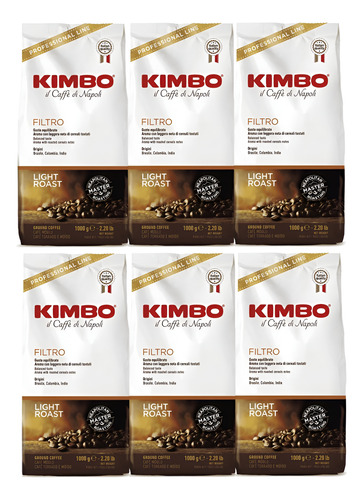 [CA0270] 6x Café Molido Kimbo Filtro 1kg Tostado Suave Balanceado