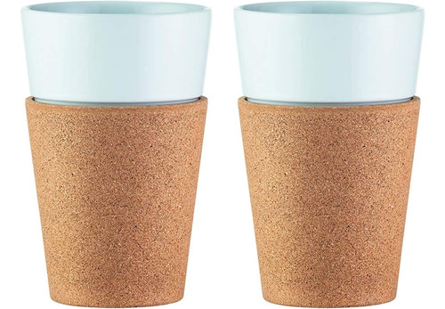 [TA0139] 2 Vasos Porcelana Bistro Bodum 300cc Antideslizante Corcho